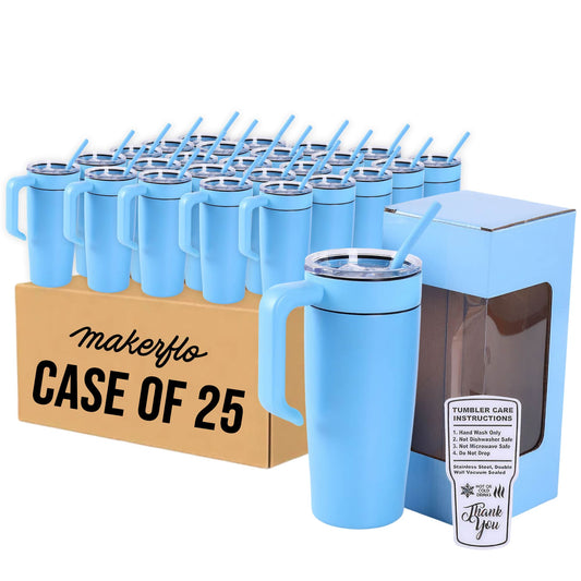 insulated 20oz tumbler with handle, light blue, case of 25