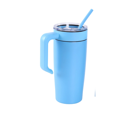 insulated 20oz tumbler with handle, light blue