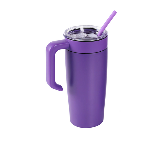 insulated 20oz tumbler with handle, purple