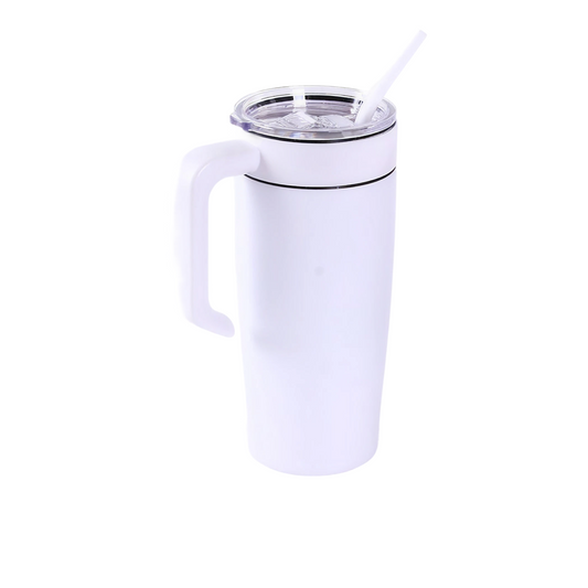 20oz tumbler with handle, white