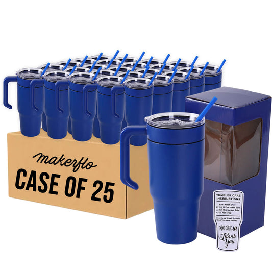 Insulated 30oz tumbler with handle, blue, case of 25
