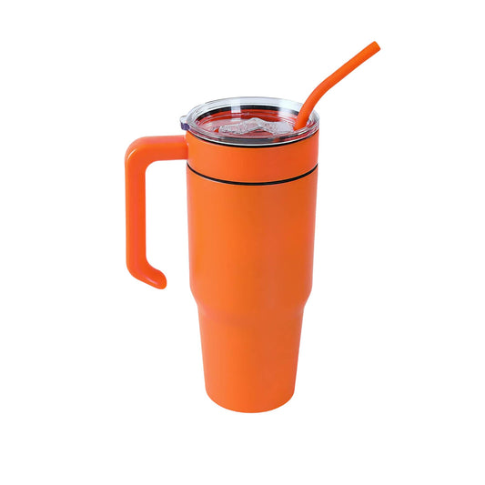Insulated 30oz tumbler with handle, orange