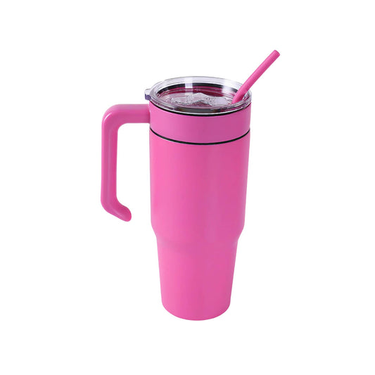 Insulated 30oz tumbler with handle, pink