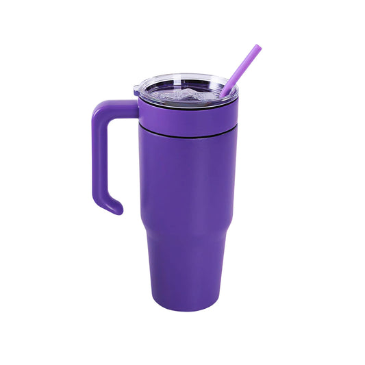 Insulated 30oz tumbler with handle, purple