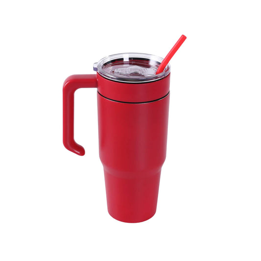 Insulated 30oz tumbler with handle, red