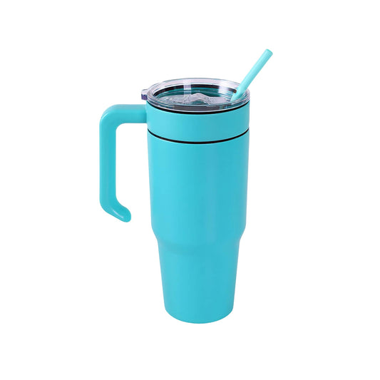 Insulated 30oz tumbler with handle, teal
