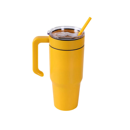 Insulated 30oz tumbler with handle, yellow
