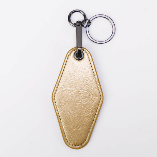 leatherette keychain, wholesale, metallic gold