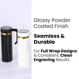 20oz skinny electroplated tumblers with matching handle in glossy powder coated finish