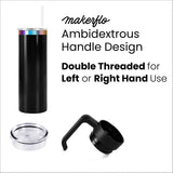 20oz skinny electroplated tumbler with handle with ambidextrous design to put the handle on either side of the tumbler