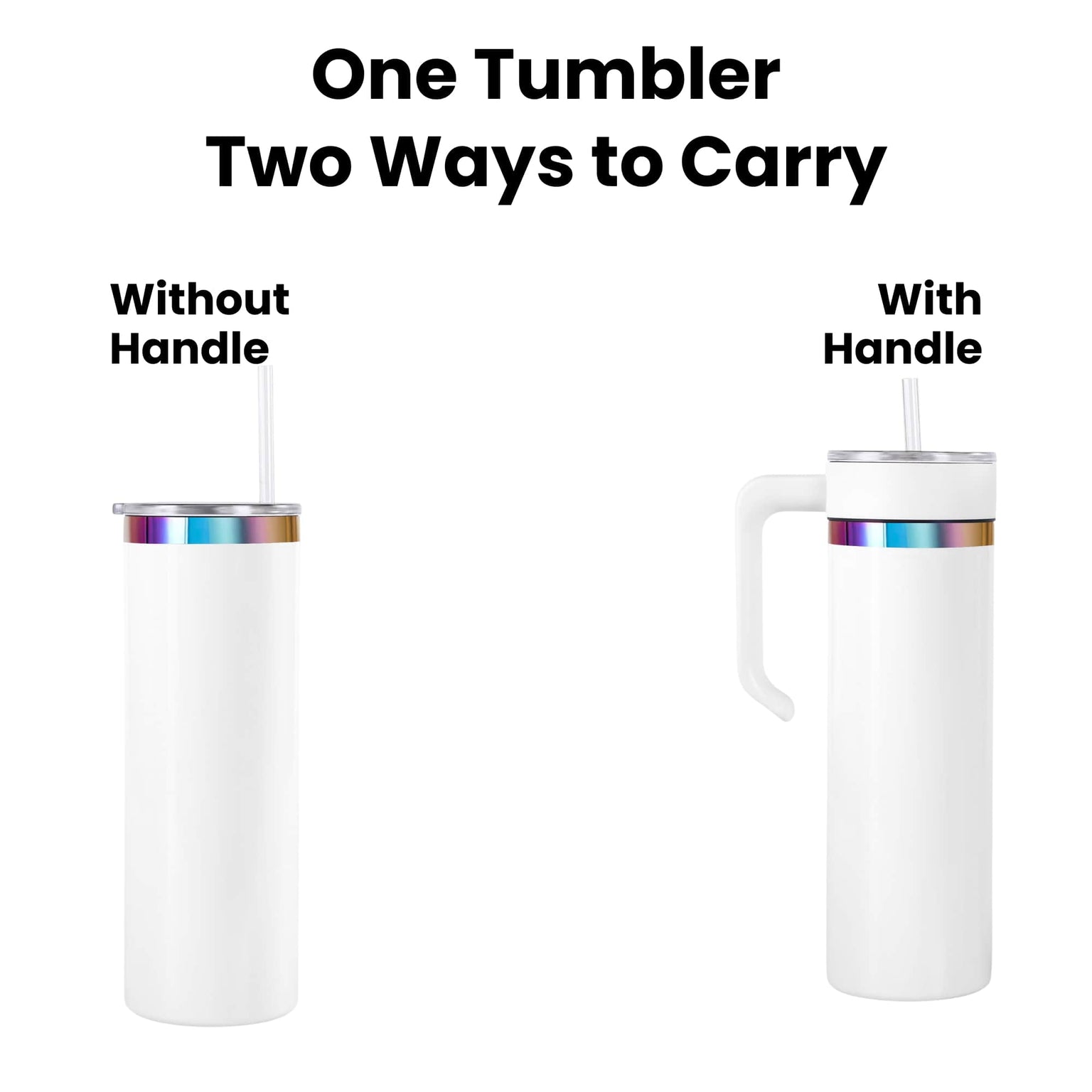 20oz skinny electroplated tumbler with handle, offers two ways to use, with handle or without handle