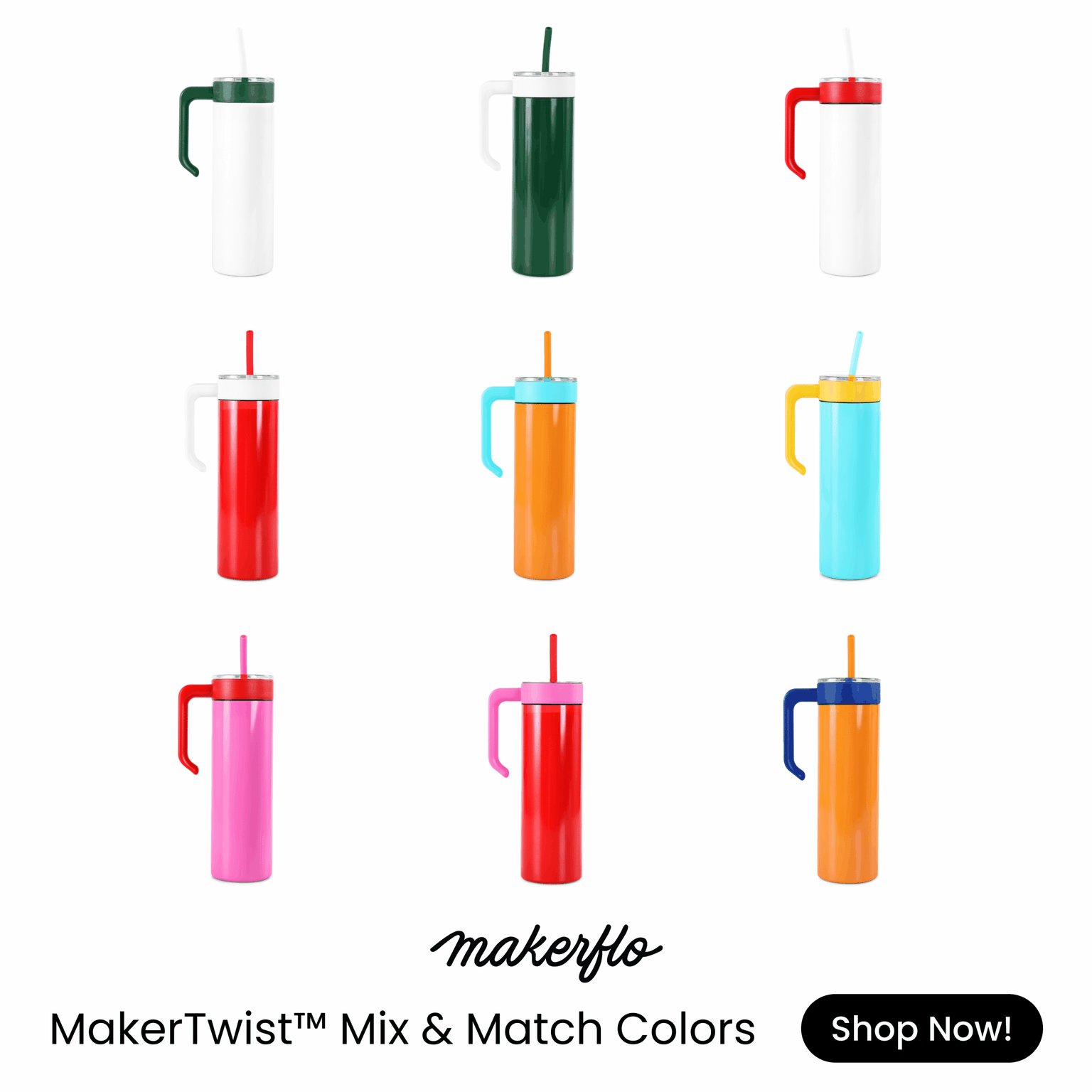 Mix and match 20oz skinny tumblers and  optional twist on handle accessory | usp