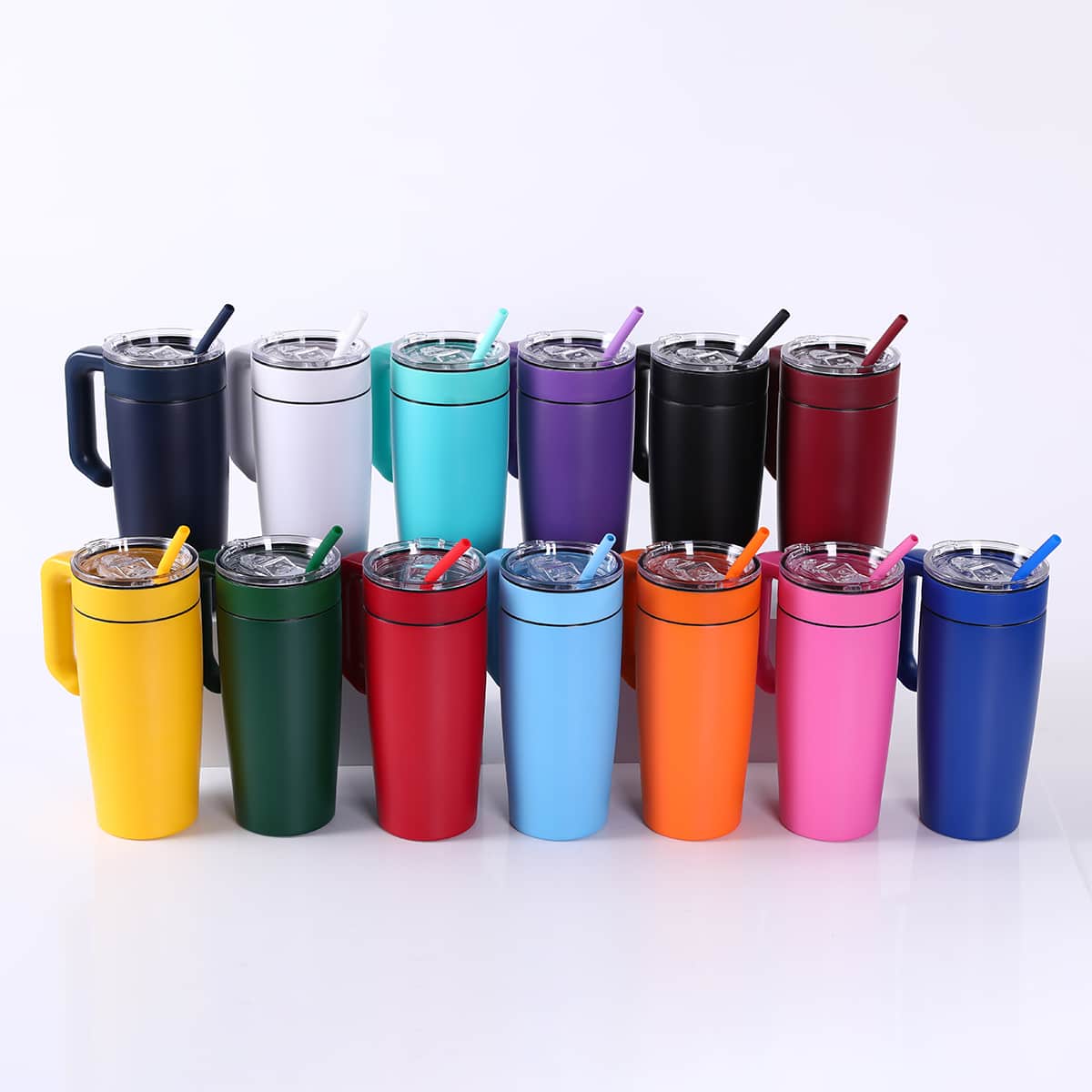 20oz tumblers with matching handle in 13 powder coated colors