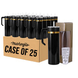 20oz skinny gold electroplated tumbler with handle in black glossy powder coat, case of 25
