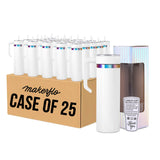 20oz skinny rainbow electroplated tumbler with handle in white glossy powder coat, case of 25