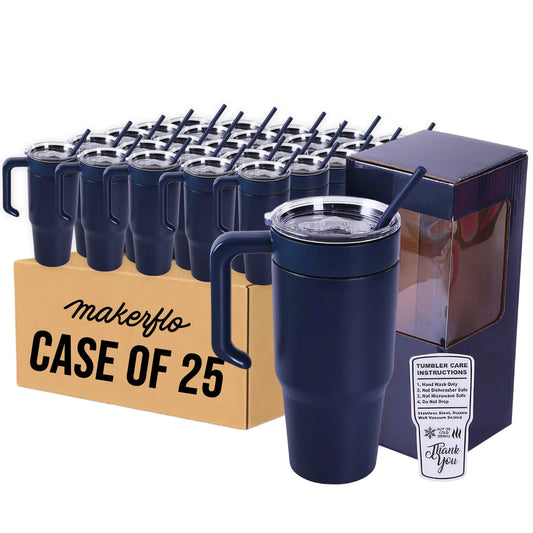 Insulated 30oz tumbler with handle, navy, case of 25