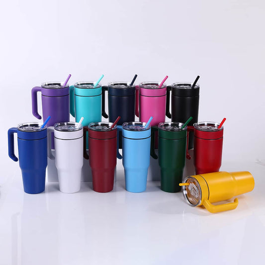 Insulated 30oz Tumbler with Handle in 13 powder coated tumblers