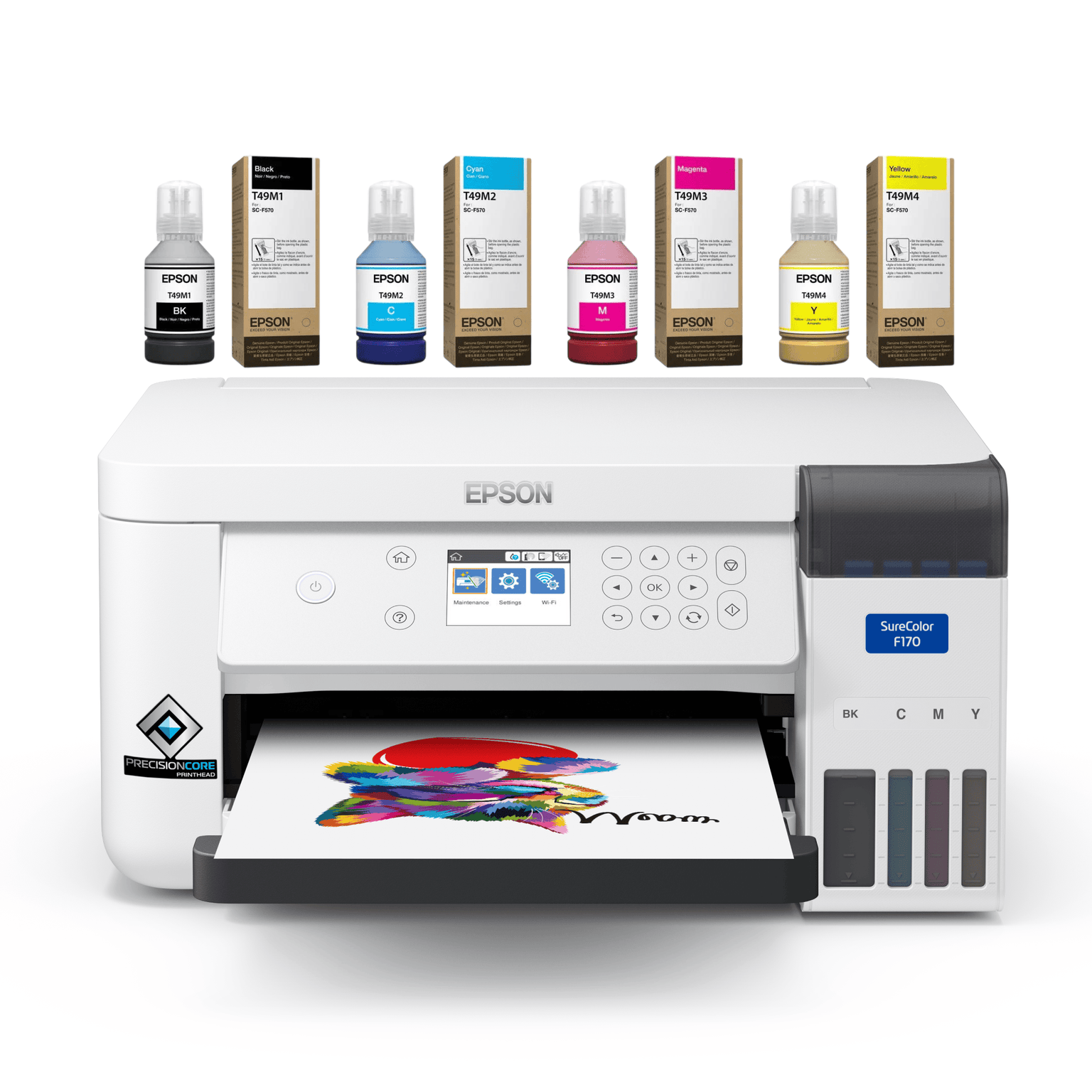 epson f170 sublimation printer with ink bottles