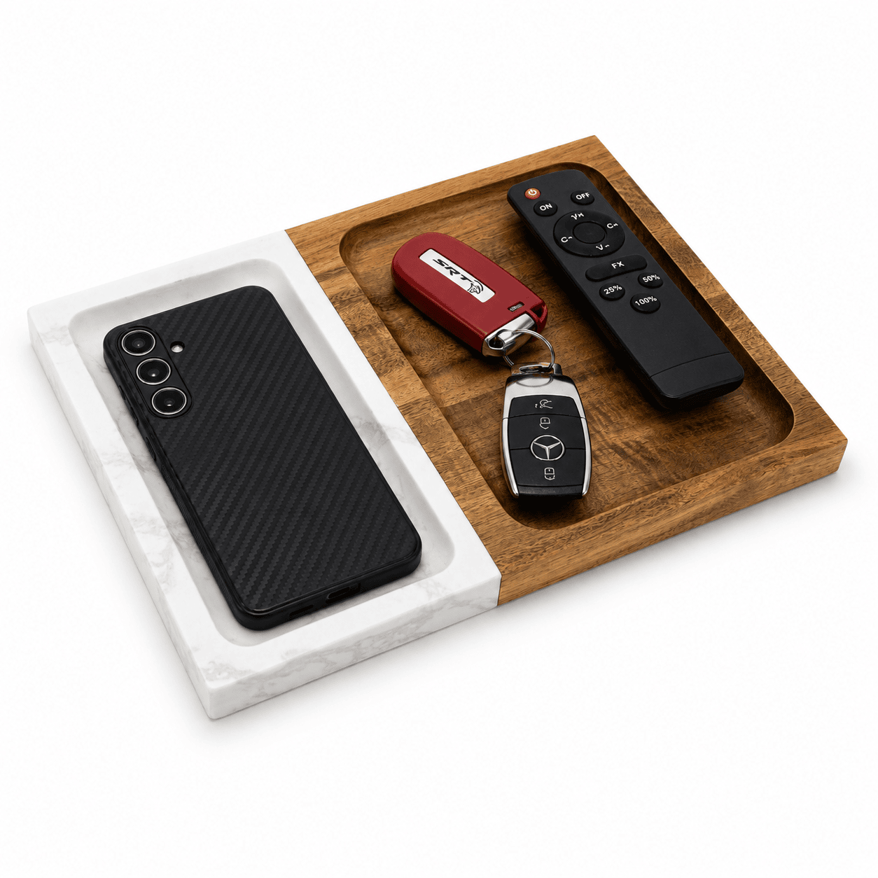 Marble & Wood Valet Tray