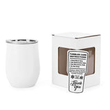 wine tumbler, 12oz, white, powder coated