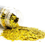 yellow glitter, pot of gold, chunky glitter